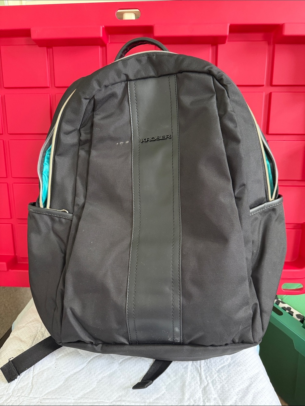 KROSER Black Laptop Backpack with Teal Interior